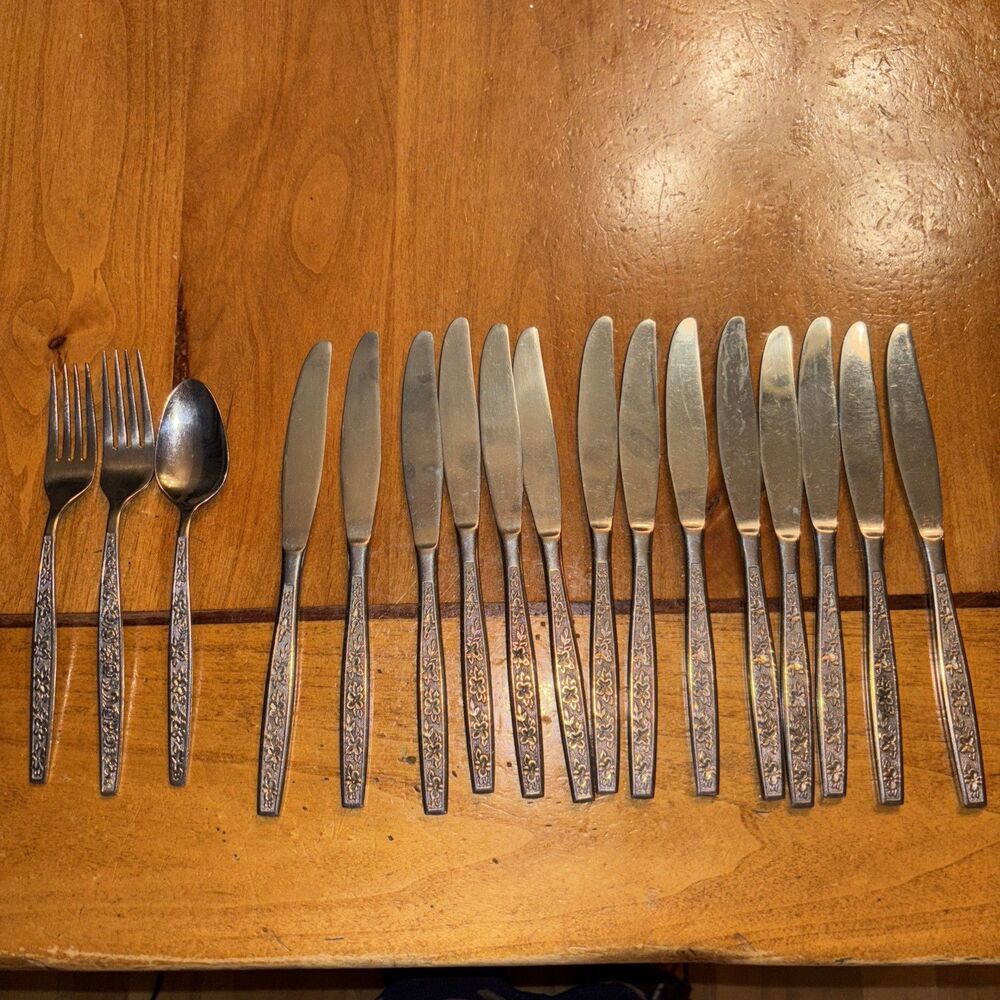 17 Stanley Roberts La Spana Stainless Rogers Spoon Fork Knife Taiwan Lot